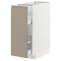 METOD / MAXIMERA Base cabinet/pull-out int fittings, white/Upplöv matt dark beige, 30x60 cm