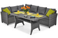 Garden Corner Sofa with Table Stockholm, dark gray