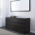 MALM Bedroom furniture, set of 4, black-brown, 160x200 cm