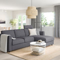 VIMLE 3-seat sofa with chaise longue, with headrest/Gunnared medium grey