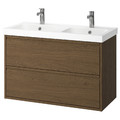 ÄNGSJÖN / ORRSJÖN Wash-stnd w drawers/wash-basin/taps, brown oak effect, 102x49x69 cm