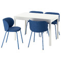 EKEDALEN / KRYLBO Table and 4 chairs, white/Tonerud blue, 120/180 cm