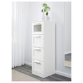 BRIMNES Chest of 4 drawers, white, frosted glass, 39x124 cm