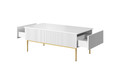 Coffee Table with 2 Drawers Nicole, matt white/gold legs