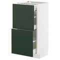 METOD / MAXIMERA Base cab with 2 fronts/3 drawers, white/Havstorp deep green, 40x37 cm