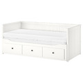 HEMNES Day-bed w 3 drawers/2 mattresses, white/Vannareid firm, 80x200 cm