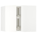 METOD Corner wall cabinet with carousel, white/Vallstena white, 68x60 cm