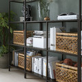 VITTSJÖ Storage combination, black-brown/glass, 202x36x175 cm