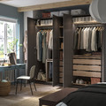 PAX / FORSAND Wardrobe combination, dark grey/white stained oak effect dark grey, 250x60x236 cm