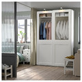 PAX / GRIMO Wardrobe with sliding doors, white/clear glass white, 150x66x236 cm