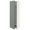 METOD High cabinet w shelves/wire basket, white/Nickebo matt grey-green, 60x60x200 cm