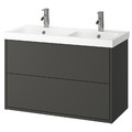 HAVBÄCK / ORRSJÖN Wash-stnd w drawers/wash-basin/taps, dark grey, 102x49x69 cm