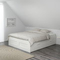 BRIMNES Bed frame with storage, white, Lönset, 140x200 cm