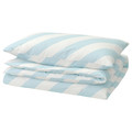 SLÖJSILJA Duvet cover and pillowcase, light blue/white/stripe, 150x200/50x60 cm