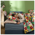 BRUKSVARA Duvet cover and 2 pillowcases, multicolour/floral pattern, 200x200/50x60 cm