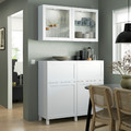 BESTÅ Storage combination w doors/drawers, white/Hanviken/Stubbarp white clear glass, 120x42x213 cm