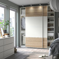 PAX / MEHAMN Wardrobe combination, white double sided/white white stained oak effect, 200x44x236 cm