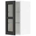 METOD Wall cabinet w shelves/glass door, white/Lerhyttan black stained, 30x60 cm