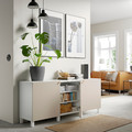 BESTÅ Storage combination with doors, white/Lappviken/Stubbarp light grey-beige, 180x42x74 cm