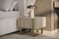 Nightstand Bedside Table Verica Set of 2, biscuit oak/gold legs