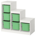 TROFAST Storage combination with boxes, white/bright green, 99x44x94 cm