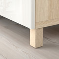 BESTÅ Storage combination with doors, white stained oak effect, Selsviken high-gloss/white, 180x40x74 cm