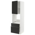 METOD / MAXIMERA Hi cab f ov w dr/2 frnt/1 m/1 h drw, white/Nickebo matt anthracite, 60x60x200 cm