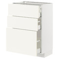 METOD / MAXIMERA Base cabinet with 3 drawers, white/Vallstena white, 60x37 cm