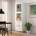 BESTÅ Storage combination w glass doors, white, Sutterviken/Kabbarp white clear glass, 60x42x202 cm