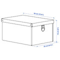 NIMM Storage box with lid, spotted grey, 25x35x15 cm