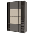 PAX / MEHAMN Wardrobe, double sided dark grey/beige, 150x66x236 cm