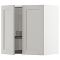 METOD Wall cabinet w dish drainer/2 doors, white/Lerhyttan light grey, 60x60 cm