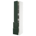 METOD / MAXIMERA Hi cab w shlvs/4 drawers/dr/2 frnts, white/Havstorp deep green, 40x60x220 cm