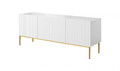 TV Cabinet Nicole 150 cm, matt white/gold legs