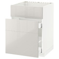 METOD / MAXIMERA Base cab f sink+3 fronts/2 drawers, white, Ringhult light grey, 60x60 cm