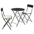 SUNDSÖ Table and 2 folding chairs, outdoor anthracite/anthracite Kuddarna light grey-beige, 65 cm