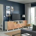 BESTÅ TV bench with doors and drawers, white/Hedeviken/Stubbarp oak veneer, 240x42x74 cm