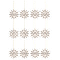 Christmas Hanging Decoration Snowflake 10cm 12pcs, champagne