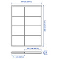 MEHAMN/AULI/SKYTTA Sliding door combination, aluminium double sided/white stained oak effect mirror glass, 177x240 cm