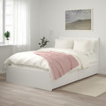 MALM Bed frame, high, with 2 storage boxes, white, Luröy, 120x200 cm