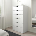NORDLI Chest of 6 drawers, white, 80x145 cm