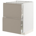 METOD / MAXIMERA Base cb 2 fronts/2 high drawers, white/Upplöv matt dark beige, 60x60 cm