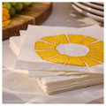 BRÖGGAN Paper napkin, white/yellow, 33x33 cm