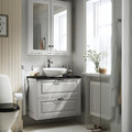 TÄNNFORSEN/VÄSTERSJÖN Wash-stnd w drawers/wash-basin/tap, light grey/black marble effect, 82x49x79 cm