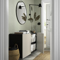 BESTÅ Wall-mounted cabinet combination, black-brown/Lappviken light grey-beige, 180x42x64 cm