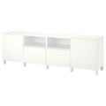 BESTÅ TV bench with doors and drawers, white/Västerviken/Stubbarp white, 240x42x74 cm