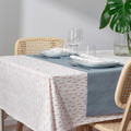 SNÖKRABBA Tablecloth, patterned bright red/white, 145x240 cm