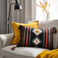 FRUKTMOTT Cushion cover, black/orange-red, 40x58 cm