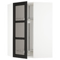 METOD Corner wall cab w carousel/glass dr, white/Lerhyttan black stained, 68x100 cm