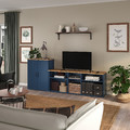 SKRUVBY TV storage combination, black-blue, 226x38x90 cm